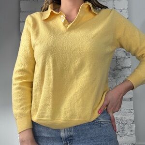 Brooks Brothers Cream Merino Wool Polo Sweater